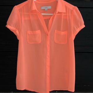 LOFT creamsicle button down blouse